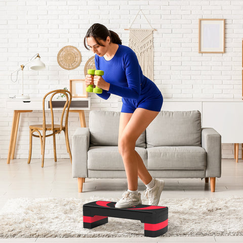 Rootz Aerobic Stepper - Fitness Step Platform - Cardio Step - Height Adjustable 10-20cm - Shock Absorption - 80cm x 31cm x 10-20cm