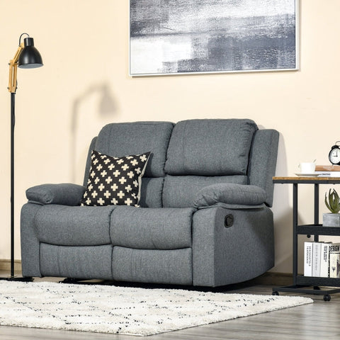 Rootz Dubbele Bank - Ligstoel - Fauteuil - Schuim met hoge dichtheid - Onafhankelijke rugleuningen - Zijbediening - Grijs polyester - L141,5 x B95 x H94,5 cm (zittend) / D157,5 x B141,5 x H75 cm (liggend)
