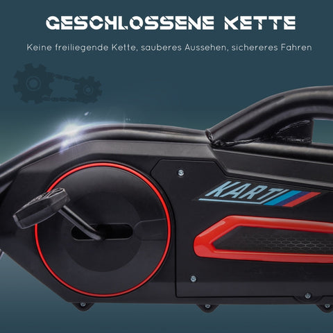 Rootz Go Kart Pedal Go Kart - Kids Ride-On Car - Children's Racing Kart - Ultimate Control - Adjustable Comfort - Versatile Terrain Handling - 100cm x 58cm x 58.5cm - Red + Black