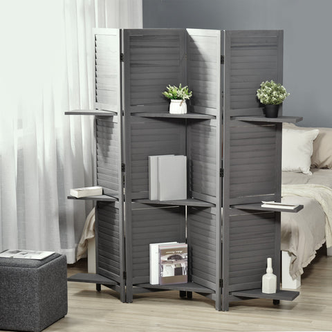 Rootz Room Divider - Paravent - Collapsible Screen - 3 Shelves - Paulownia Wood - 160cm x 1.9cm x 170cm