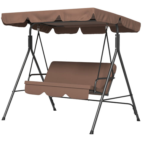 Rootz Hollywood Swing Garden Swing - 3 Seater - Weatherproof Swing - Adjustable Roof - 172cm x 110cm x 153cm - Brown