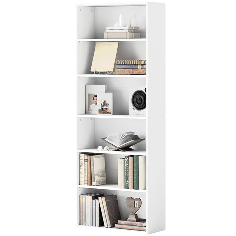 Rootz Bookshelf - Storage Unit - Shelving System - Adjustable Design - Chipboard Material - 60 x 24 x 158.5 cm - White Finish