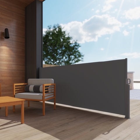 Rootz Side Awning Grey - Privacy Screen - Extendable Sun Protection - UV & Wind Resistant - 300cm x 140cm