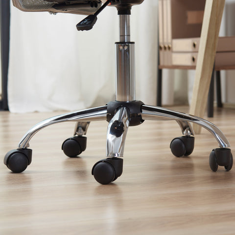 Rootz Ergonomic Office Chair - Desk Chair - Swivel Chair - Height Adjustable, 360° Rotation, 43L x 58W x 90-100H cm - Chrome Base