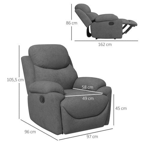 Rootz Relaxation Chair - Single Sofa Lounger - 145° Tilting - Tv Chair Recliner - Tv Chair With Sleep Function - Living Room - Gray - 93 x 94 x 105.5 cm