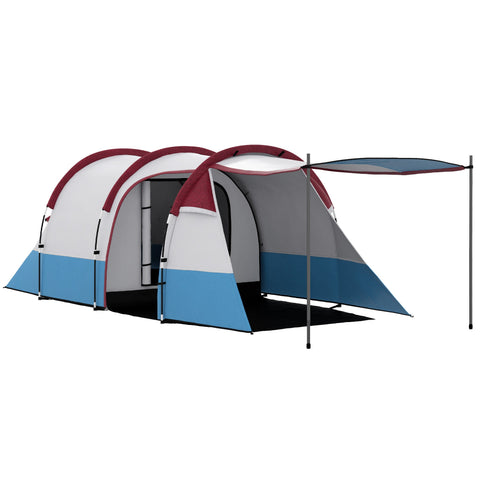 Rootz 3 Person Camping Tent - Outdoor Tent - Waterproof Shelter - Lantern Hooks - 420cm x 200cm x 150cm - Blue, White