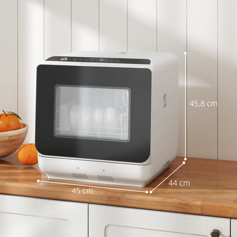 Rootz Table Dishwasher - Mini Dishwasher - Compact Dish Cleaner - LED Display - Hygienic Drying Function - White - 45cm x 45.8cm