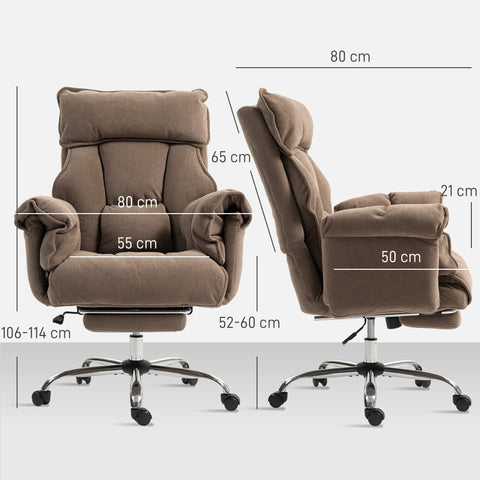 Rootz Ergonomic Office Chair - Desk Chair - Swivel Chair - Adjustable Comfort & Footrest - Light Brown - 80cm x 80cm x 106-114cm
