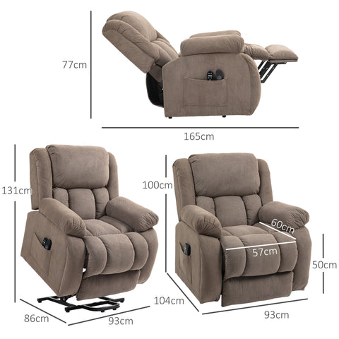 Rootz TV Recliner with Massage & Heat - Electric Stand-Up Chair - 45° Seat Elevation - 93W x 104D x 100H cm