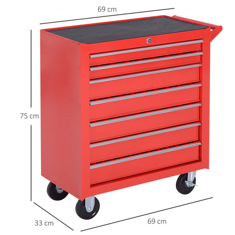 Rootz Tool Trolley - Workshop Cart - Tool Cabinet - Up to 150kg Load - Steel - 69cm x 33cm x 75cm