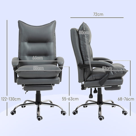 Rootz Ergonomic Office Chair - Adjustable Desk Chair - Comfortable Work Seating - Faux Leather - 66L x 72W x 122-130H cm