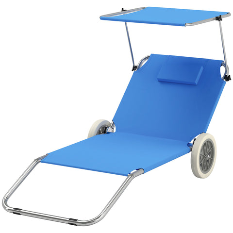 Rootz Foldable Sun Lounger - Beach Lounger - Garden Lounger - Adjustable Backrest - 62cm x 148cm x 85cm