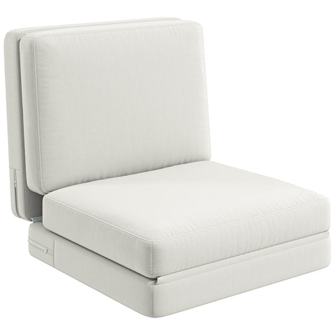 Rootz Folding Floor Chair - Convertible Upholstered Sofa - Meditation Chair - Velvet-like Fabric Comfort - 75 x 268 x 18 cm -  White