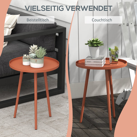 Rootz Side Table - Coffee Table - Garden Table - Weatherproof Steel - Ø40 x 50cm - Red