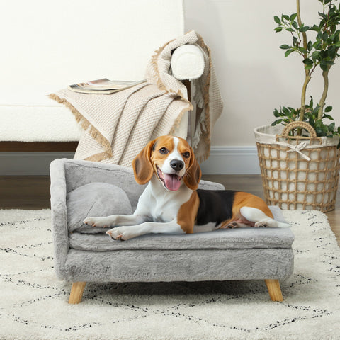 Rootz Dog Sofa - Pet Couch - Canine Seat - Soft Plush Comfort - 70 x 42.5 x 38.5cm Grey