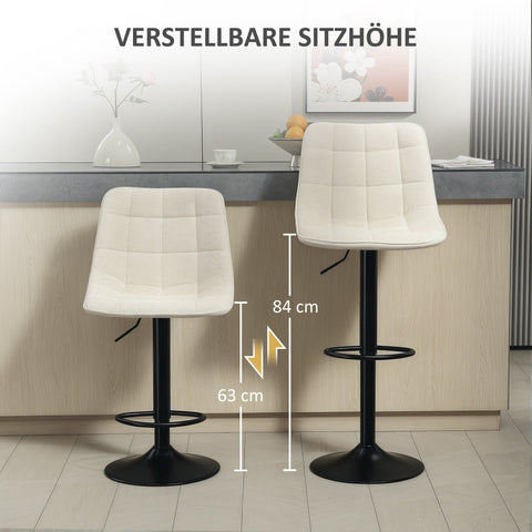 Rootz Modern 2 Set Rotating Bar Chairs - Adjustable Stools - Padded Bar Seats - Height Versatile 63-84cm - 47b x 53t x 96-117h cm