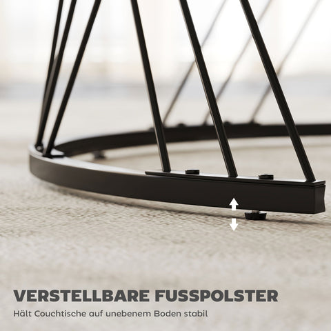 Rootz 2 Piece Set Couch Tables - Round Coffee Table - Marble Look Living Room Tables - Space Saving - Ø70 x 46.5cm & Ø44 x 39cm