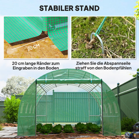 Rootz Walk-In Greenhouse - Poly Tunnel - Plant Tent - Extend Growing Season - 398cm x 298cm x 198cm