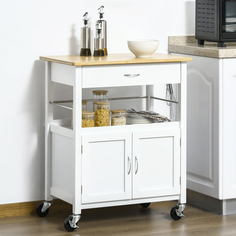 Rootz Kitchen Cart Trolley - Storage Cabinet - Rolling Island - Versatile Organizer - 73L x 50B x 91H cm