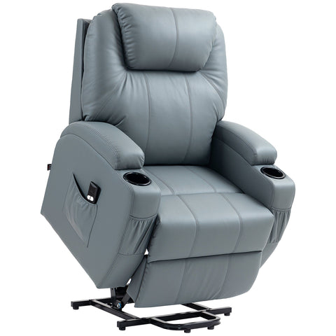Rootz Electrical Relaxation Armchair - Recliner Chair - Power Lift Chair - Remote Control, Cup Holder - 84cm x 90cm x 112cm - Grey