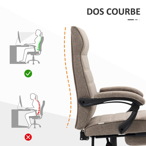 Rootz Swivel Tilting Office Chair - Height Adjustable - Ergonomic Seating - Linen Look - 68W x 67D x 106-114H cm - Comfortable & Airy