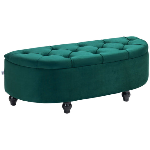 Rootz Velvet Storage Bench - Dark Green Bench - Upholstered Bench - Blanket Organizer - 120cm x 46cm x 42cm