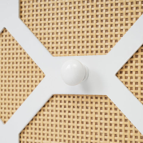 Rootz 3 Door Sideboard Cabinet - Storage Unit - Rattan Buffet - Adjustable Shelves - Stylish Gold Feet - 120L x 40W x 71.5H cm