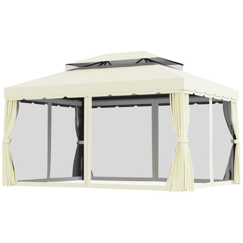 Rootz Garden Pavilion Barnum - Patio Canopy - Outdoor Gazebo - Protection from Sun & Insects - 390cm x 290cm x 270cm