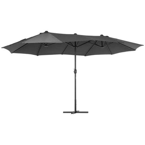 Rootz XXL Garden Parasol - Outdoor Screen - Sunshade Umbrella - Optimal Sun Protection - 4.6m x 2.7m x 2.4m - Steel Mast - High-Tight Polyester - Grey