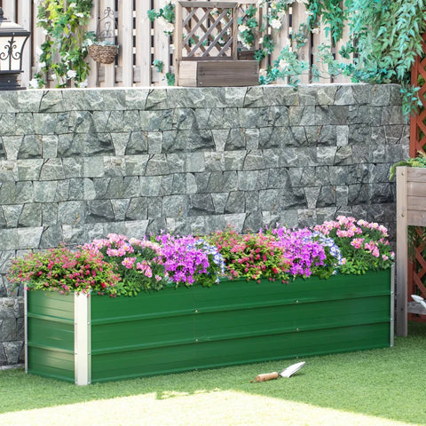 Rootz Steel Raised Bed - 3 Separate Planting Areas - Open Ground - Easy Assembly - Green - 183 x 47 x 40cm