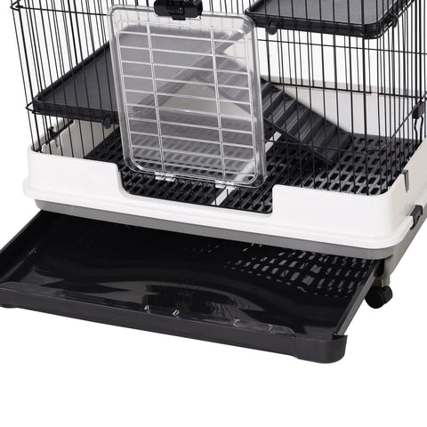 Rootz Small Animal Cage - Pet Enclosure - Rolling Cage - Easy Clean - 81.2cm x 52.7cm x 110cm