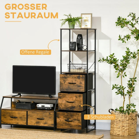 Rootz Freestanding Storage Shelf - Dresser - Clothing Rack - Organizer - Industrial Style - 44cm x 40cm x 155cm