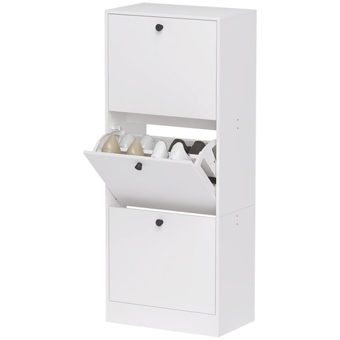 Rootz Shoe Cabinet - Shoe Shelf - Footwear Organizer - Space-Saving - White Chipboard - 47cm x 28cm x 115cm