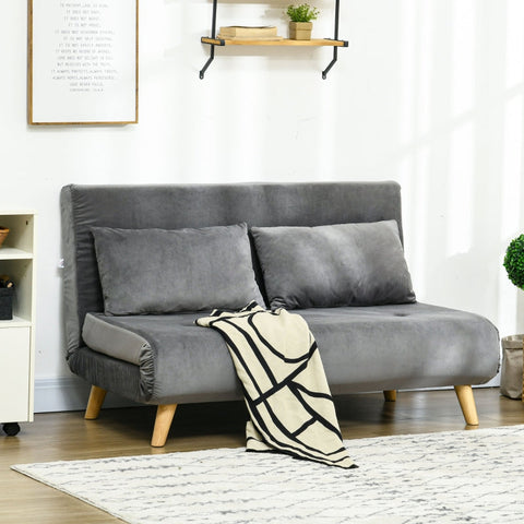 Rootz Velvet Sofa Bed Chair - Sleeper Chair - Recliner - Breathable Fabric - 130cm x 78cm x 79cm - Gray