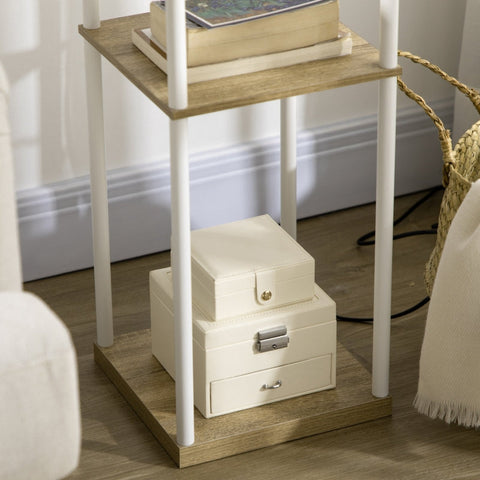 Rootz Column Floor Lamp with Shelves - Modern Standing Lamp - Fabric Shade - Integrated Shelves - Stylish Home Decor - 26cm x 26cm x 159cm