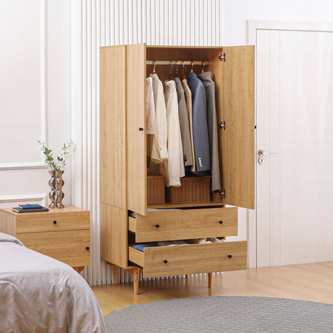 Rootz Wardrobe - Closet - Storage Cabinet - Modern Design - 80cm x 52cm x 180cm