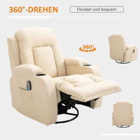 Rootz Massage Chair - Recliner Chair - Relaxation Chair - 8 Vibration Points - Heating Function - 85cm x 94cm x 104cm - Faux Leather