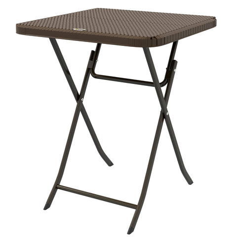 Rootz Outdoor Garden Table - Foldable - Stylish & Cozy - Weatherproof Polyrattan - 60L x 60W x 71H cm Brown