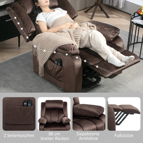 Rootz Stand-Up Recliner Chair - Massage Chair - Lumbar Heating - Velvet Comfort - 88W x 95D x 106H cm