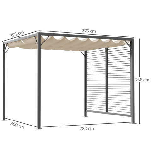 Rootz Gazebo Pergola - Outdoor Pavilion - Party Tent - UV & Water Resistant - Adjustable Shade - Robust Metal Frame - 300cm x 280cm x 238cm