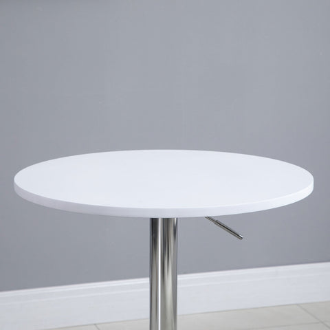 Rootz Round Standing Table - Height Adjustable Table - Rotatable Platform - Scratch Resistant - 60cm Ø x 69-93cm H