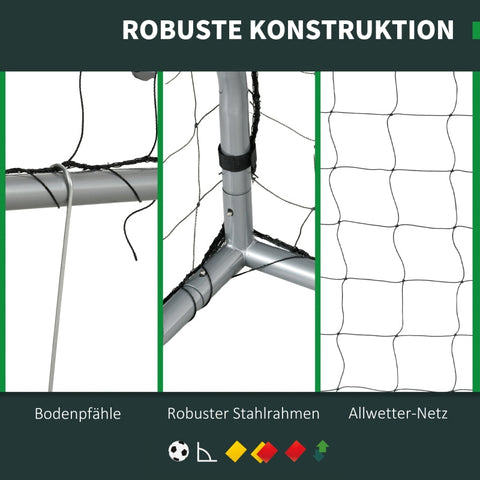 Rootz Portable Soccer Goal - Football Net - Training Goal - Sturdy Steel Frame - Weatherproof Net - Easy Setup - 300cm x 120cm x 200cm