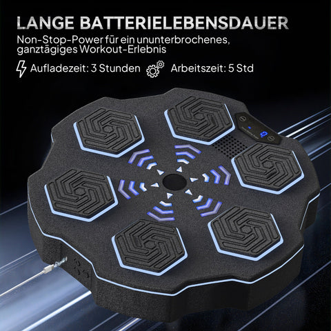 Rootz Music Boxing Machine - Bluetooth Boxing Device - Wall Mounting - 9 Speeds & Modes - LED Lights - Black- 44cm x 44cm x 8cm