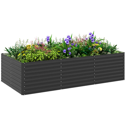 Rootz Rectangular Flower Tub - Raised Garden Bed - Planter Box - Promotes Root Growth - 240 x 120 x 60cm - Grey
