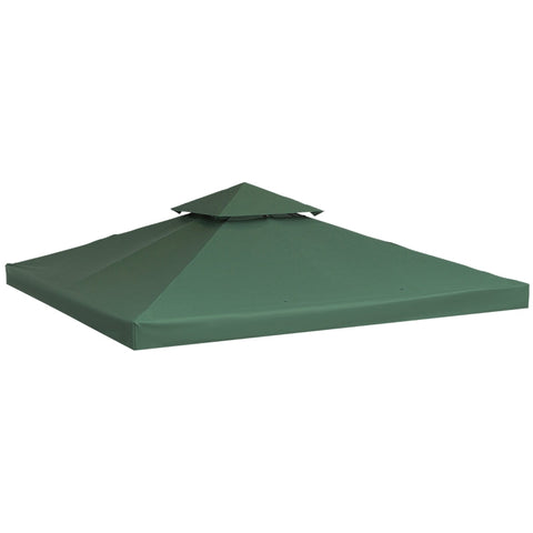 Rootz Replacement Roof for Metal Gazebo - Garden Pavilion Roof - Party Tent Canopy - UV Protection - Weather-Resistant - 3x3m - Dark Green Polyester