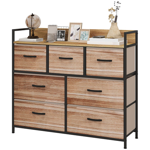 Rootz 7 Drawer Storage Cabinet - Chest of Drawers - Foldable Fabric - Organize Space - 98cm x 29cm x 85cm