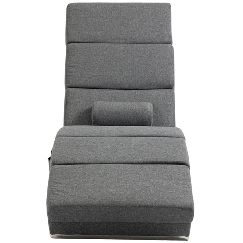 Rootz Massage Chair - Relaxation Chair - Reclining Chair - Floor Chair - Side Pocket - 5 Modes - 8 Vibration Points -  MDF Panels - Steel Frame - Linen Fabric - Gray - 56 x 168 x 84 cm