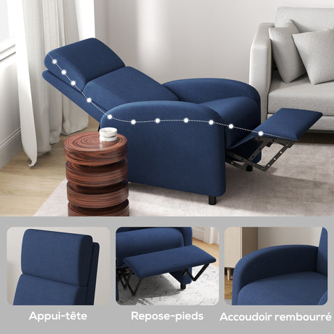 Rootz Lying Chair Relax Armchair - Recliner Chair - Ergonomic Chair - Integrated Footrest - 64cm x 86cm x 102cm