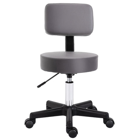 Rootz Round Salon Stool - Massage Stool - Beauty Chair - Height-Adjustable - 35cm x 72-84cm - Faux Leather - Gray