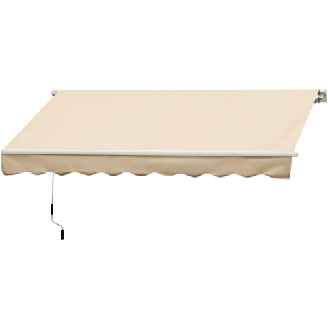 Rootz Manually Extendable Awning - Retractable Sunshade - UV Protection Cover - Aluminum Frame for Terrace - 295cm x 245cm